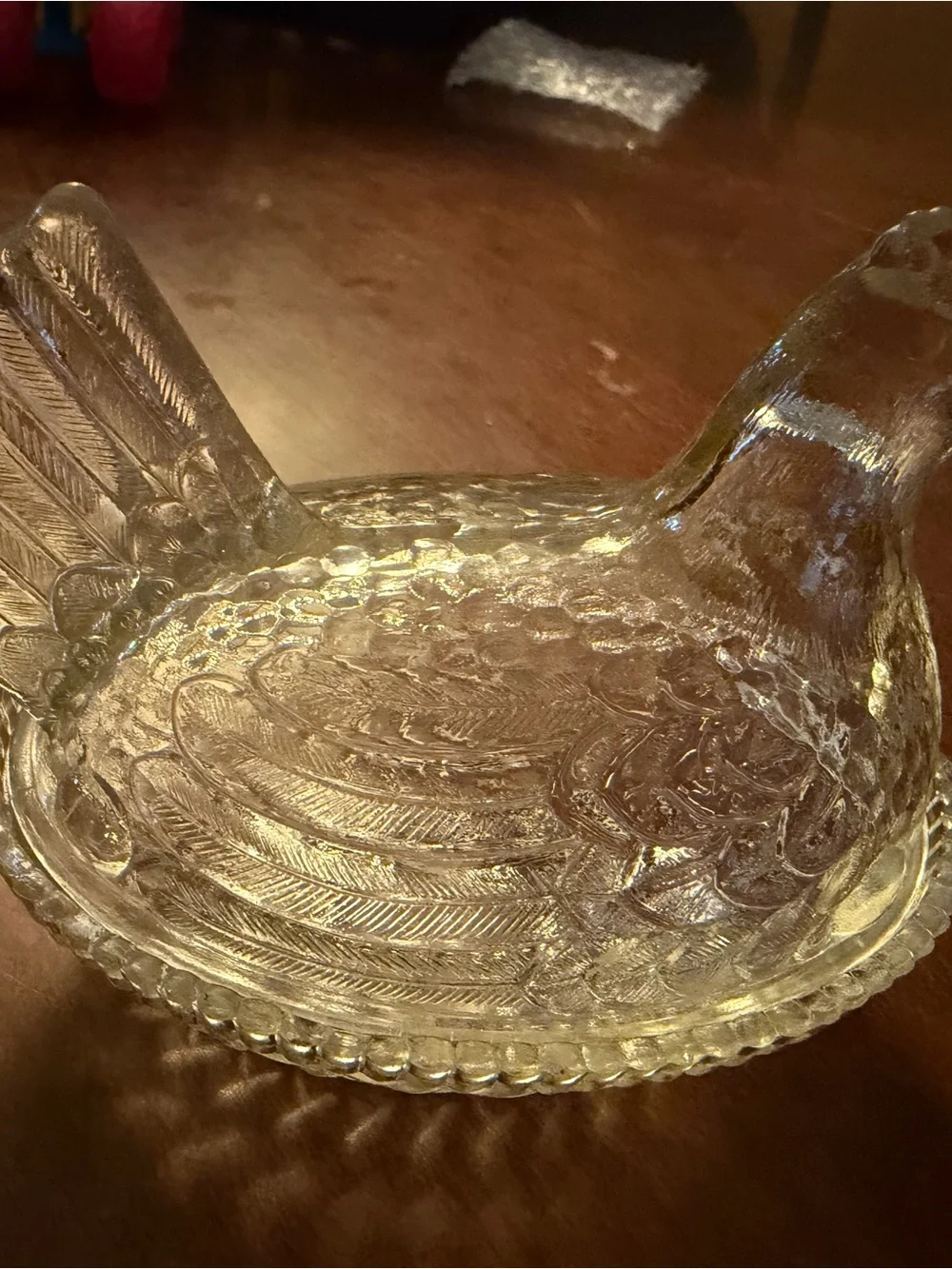 Clear Glass 4.5” hen on nest possible import